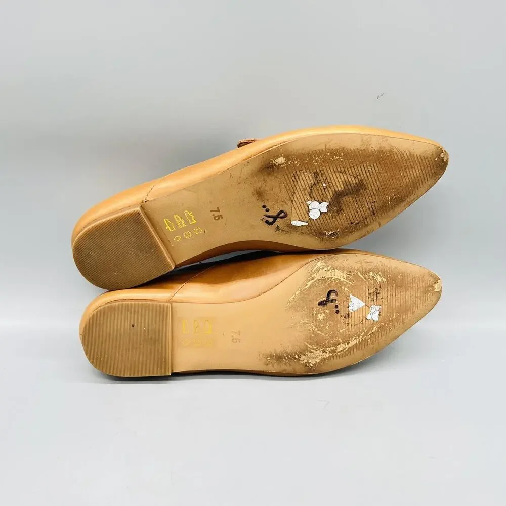 Madewell Shoes Womens 7.5 Tan Leather Loafer Flats Slip On Pointed Toe Casual